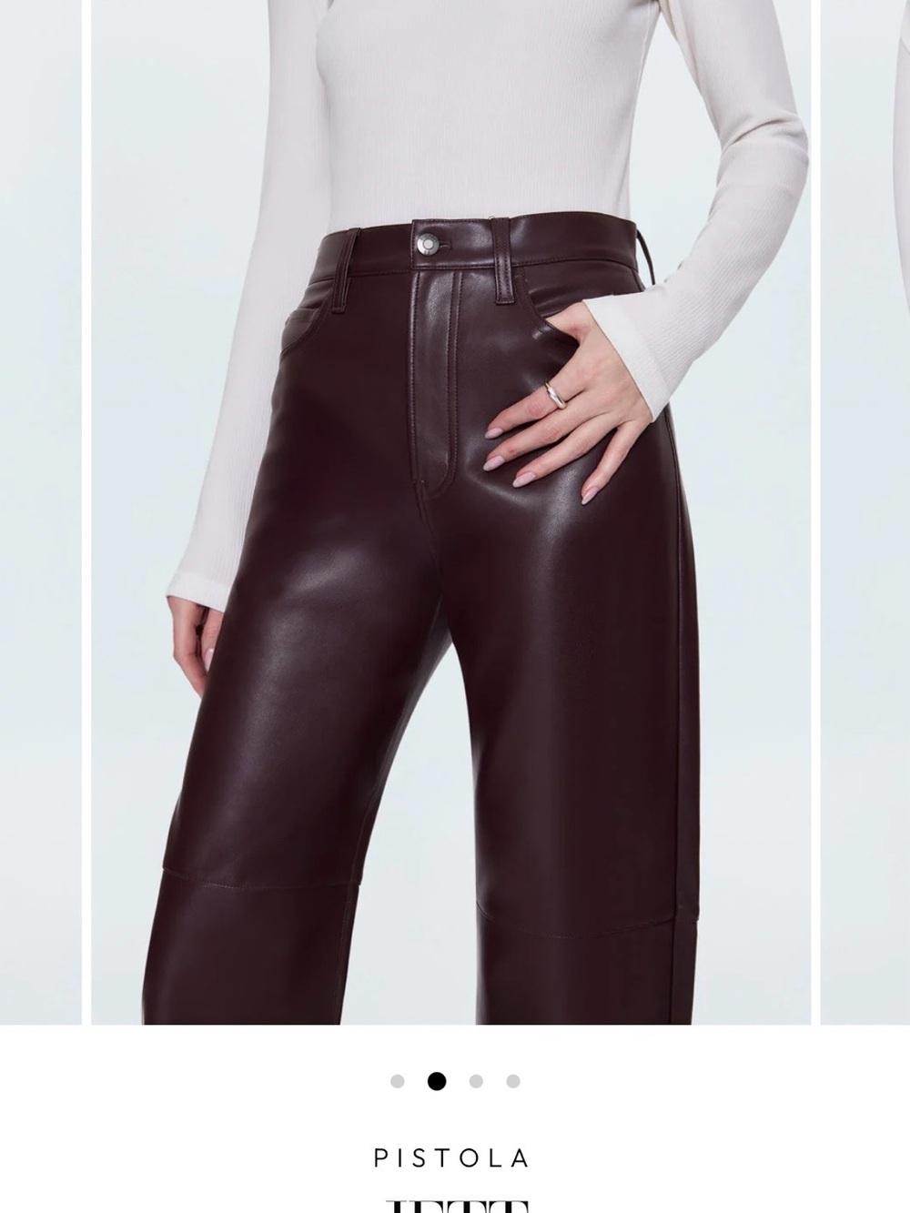 pistola Chocolate Brown Faux Leather Wide-Leg Pants